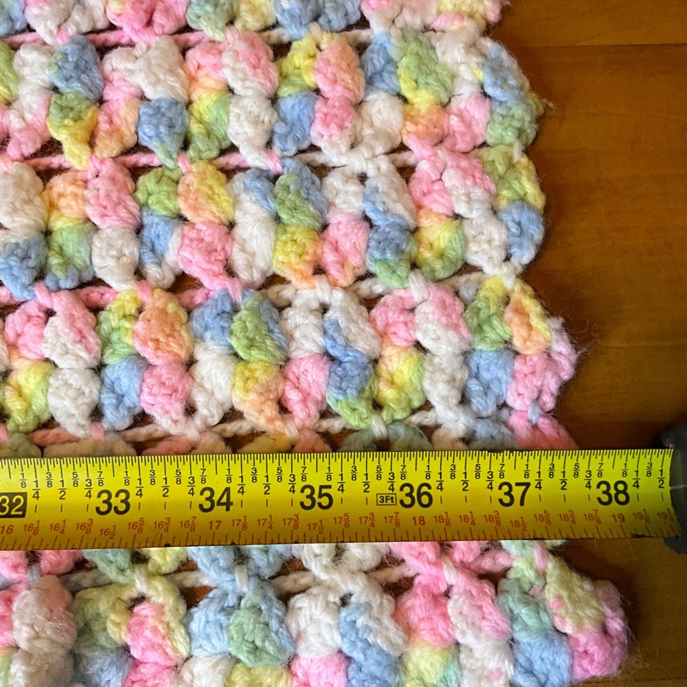 Hand Crocheted Baby Blanket Pastel Colors Tassels Crib Toddler Throw - Picture 3 of 4
